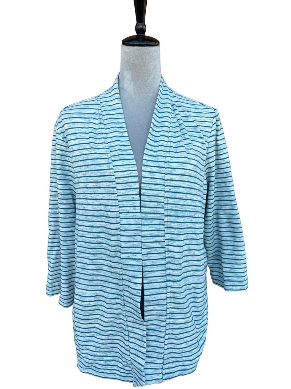 T by Talbots Striped Open Front Cardigan Jacket Women Casual XL Chic Fall